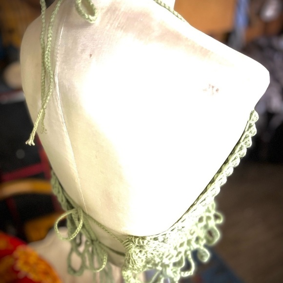 CROCHETED LIGHT GREEN FESTIVAL OR SWIM TOP - Picture 12 of 13